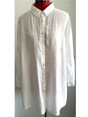 Tahari White Linen Shirt Sz 1X